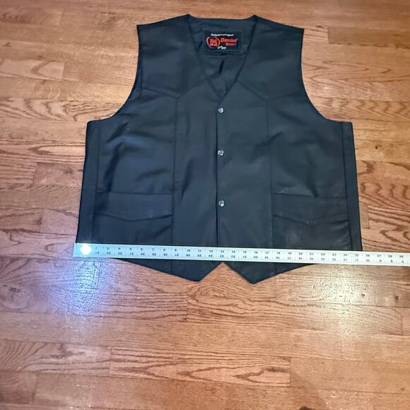 Daniel Smart Motorcycle Leather Vest Black 4XL Biker Riding Vest Pockets - Picture 6 of 6